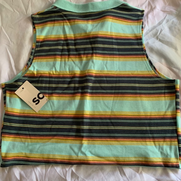SO Johnny Collar Polo Crop Tank Top - Picture 2 of 3